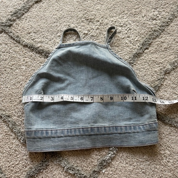 Show Me Your Mumu Fawcett Denim jean Crop Top open back high square neck small - Picture 5 of 10